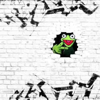 Preview: Baumwoll Jersey Panel Cooler Graffitti Frosch  ca. 97 cm Länge